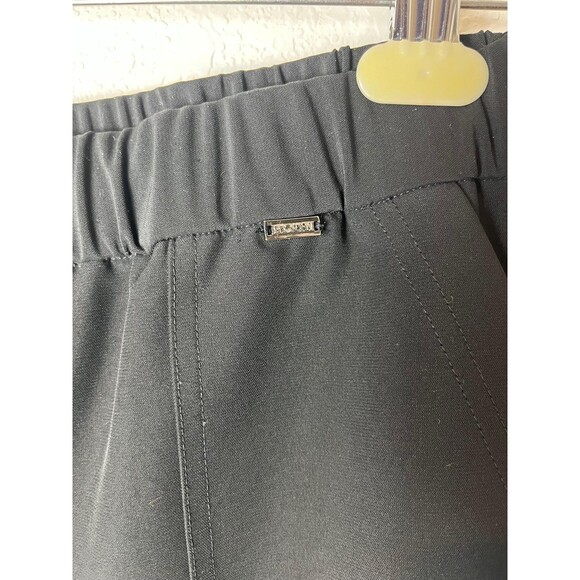 St John Pants Womens Large Black Pull On Cropped wide Leg Pocket Stretch - Picture 3 of 10